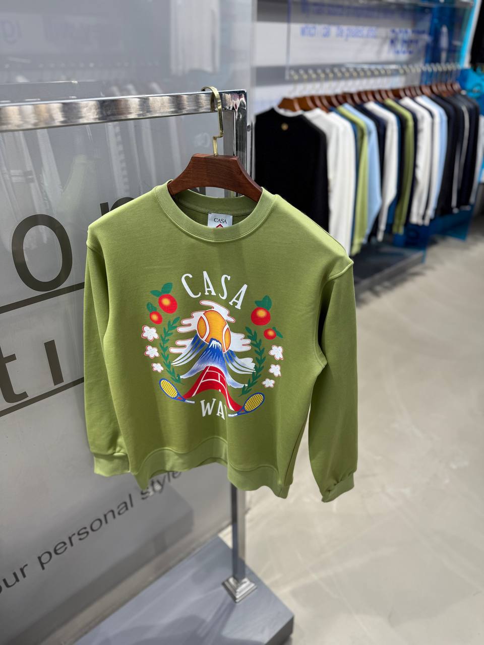 CB Luxury Color Logo Print Sweatshirt - Green