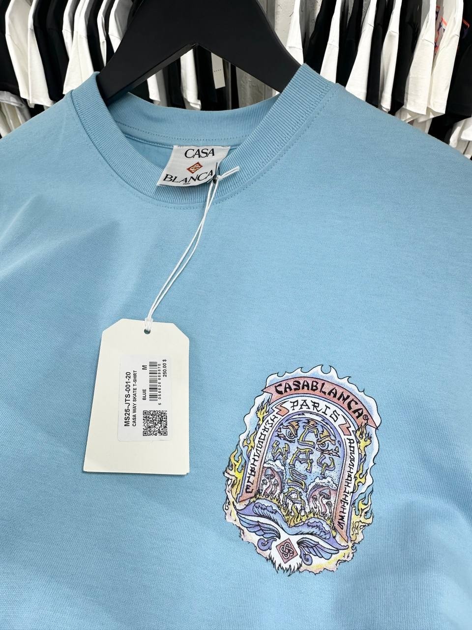 CB Luxury Printed Black & White & Blue T-shirt - Blue