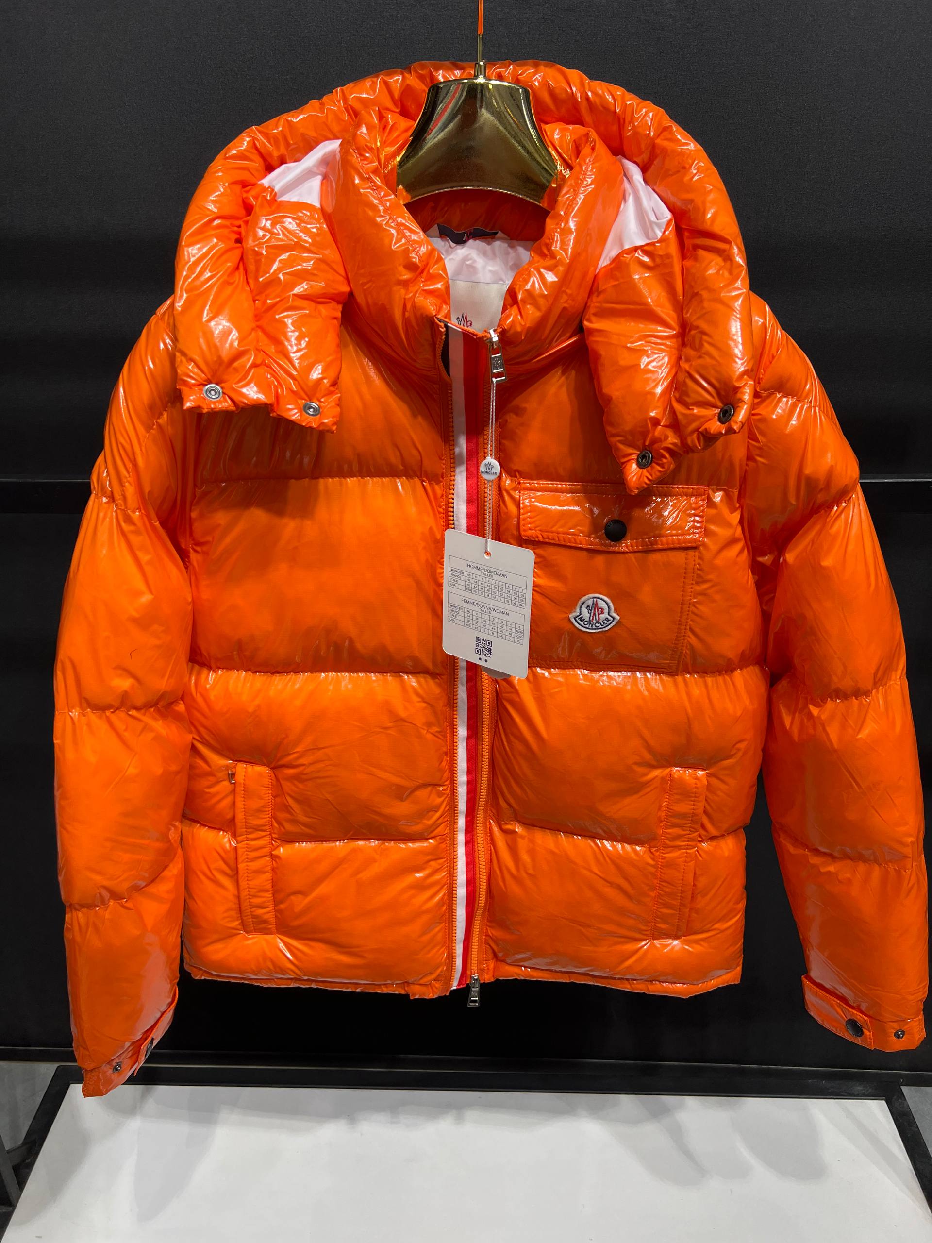 M Luxury  High-Shine Padded Black/Orange/Red/Blue Jacket - Orange