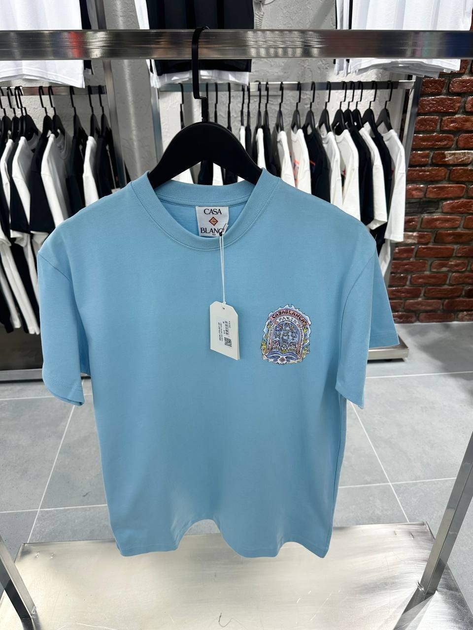 CB Luxury Printed Black & White & Blue T-shirt - Blue