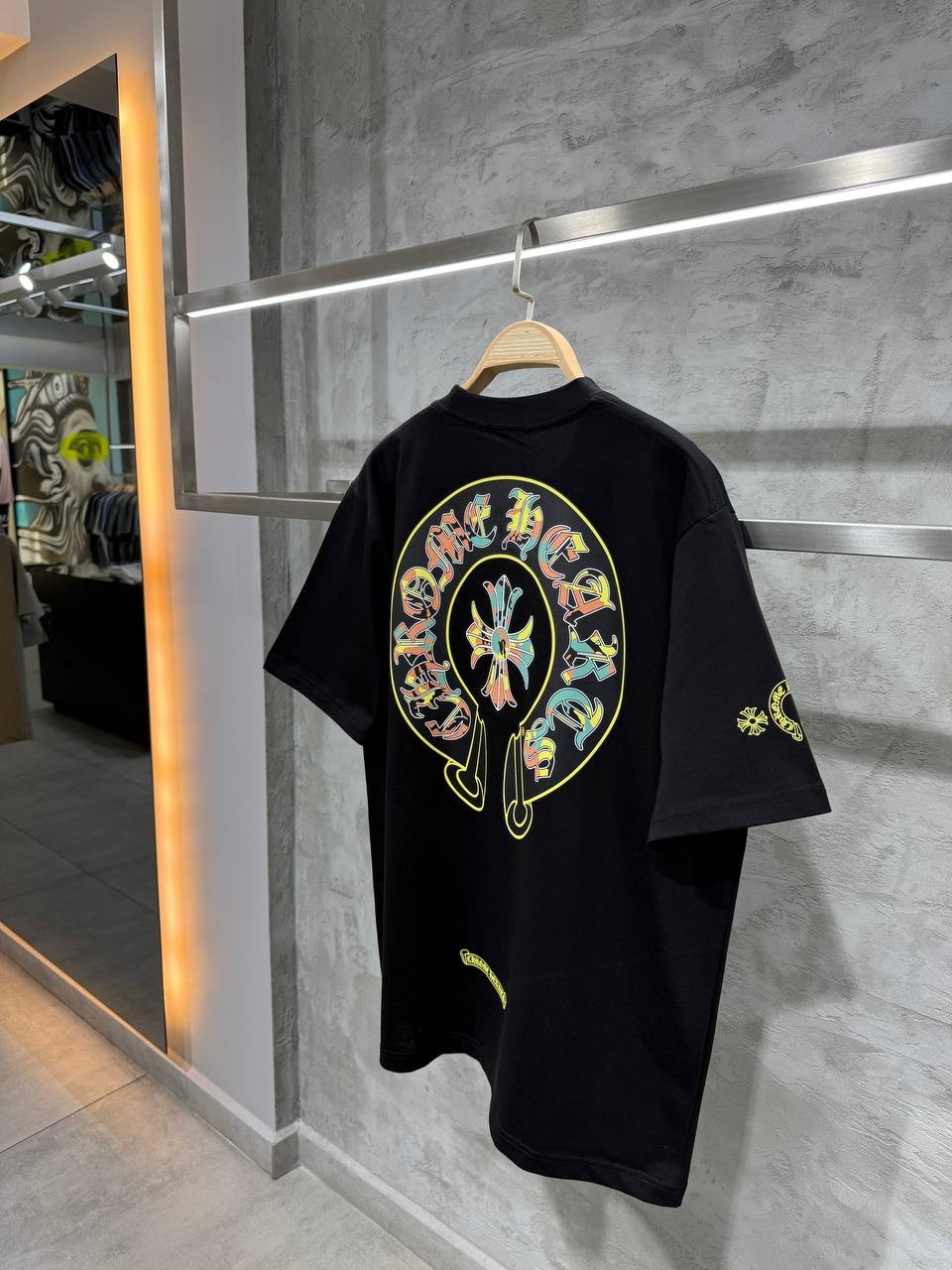CH Luxury Colorful Design Black T-shirt with Pocket