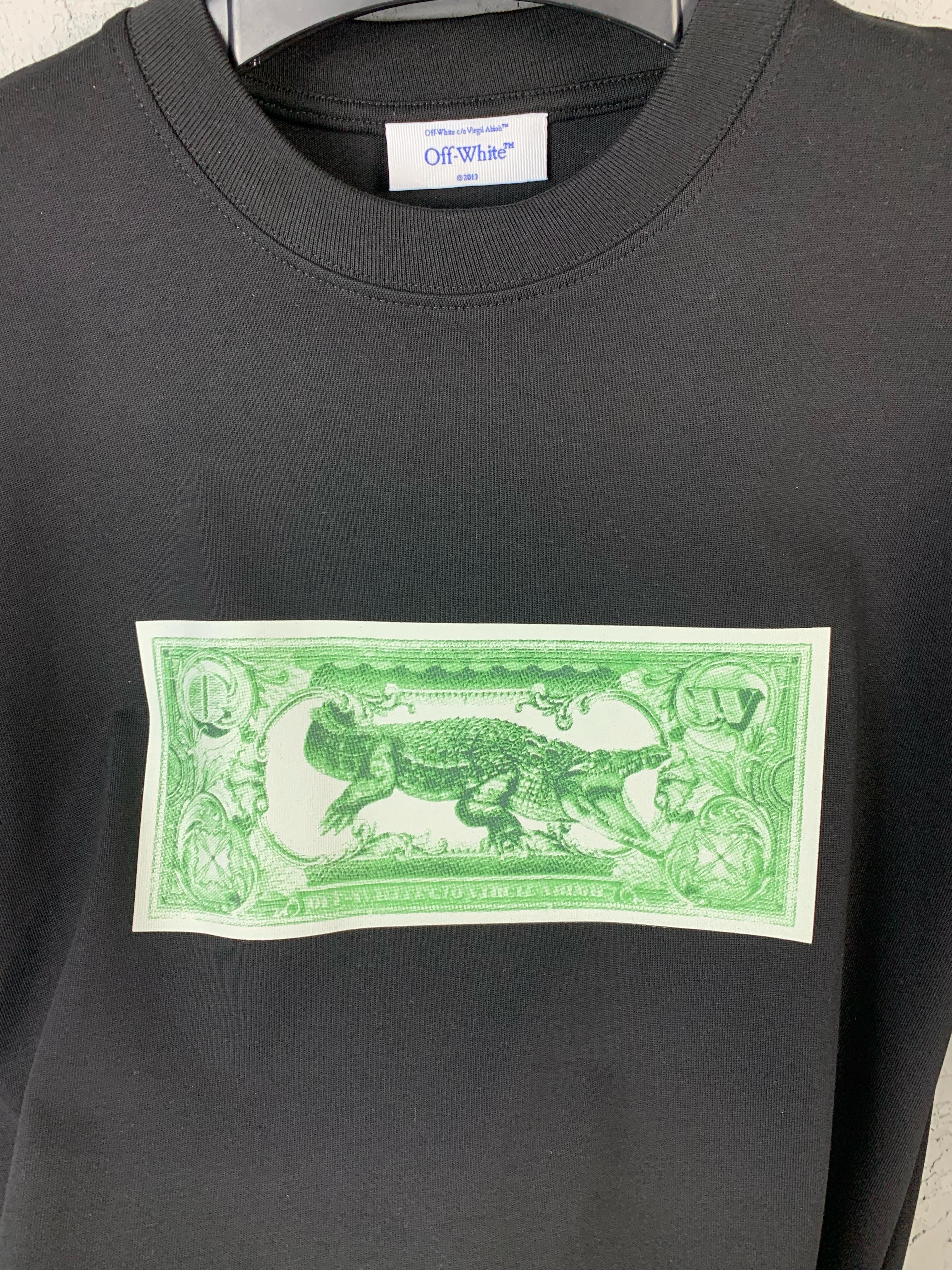 O-W New Season Luxury Top Quality Crocodile Design Black & White T-Shirt