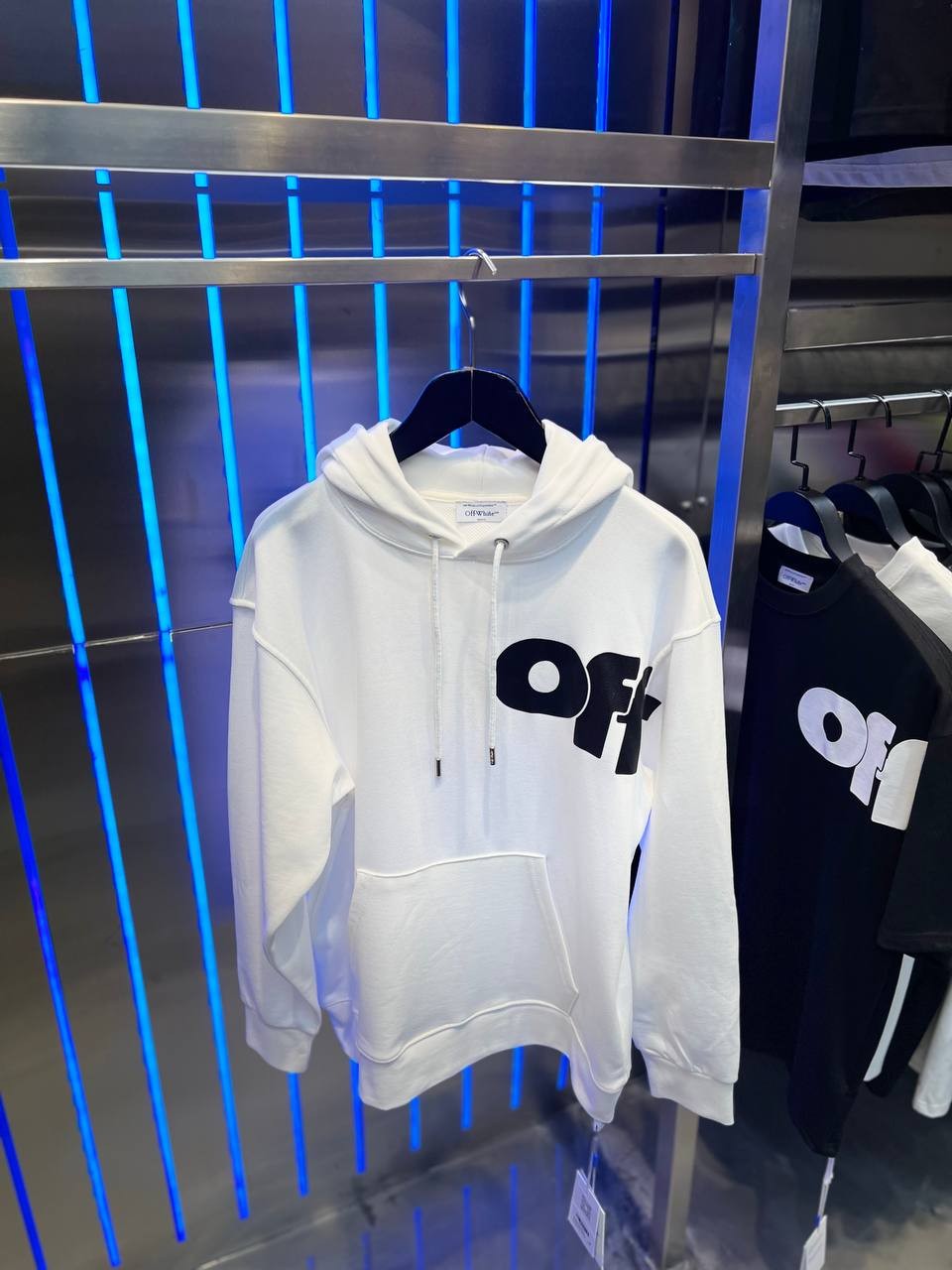 O-W Logo Print Luxury Hoodie - White