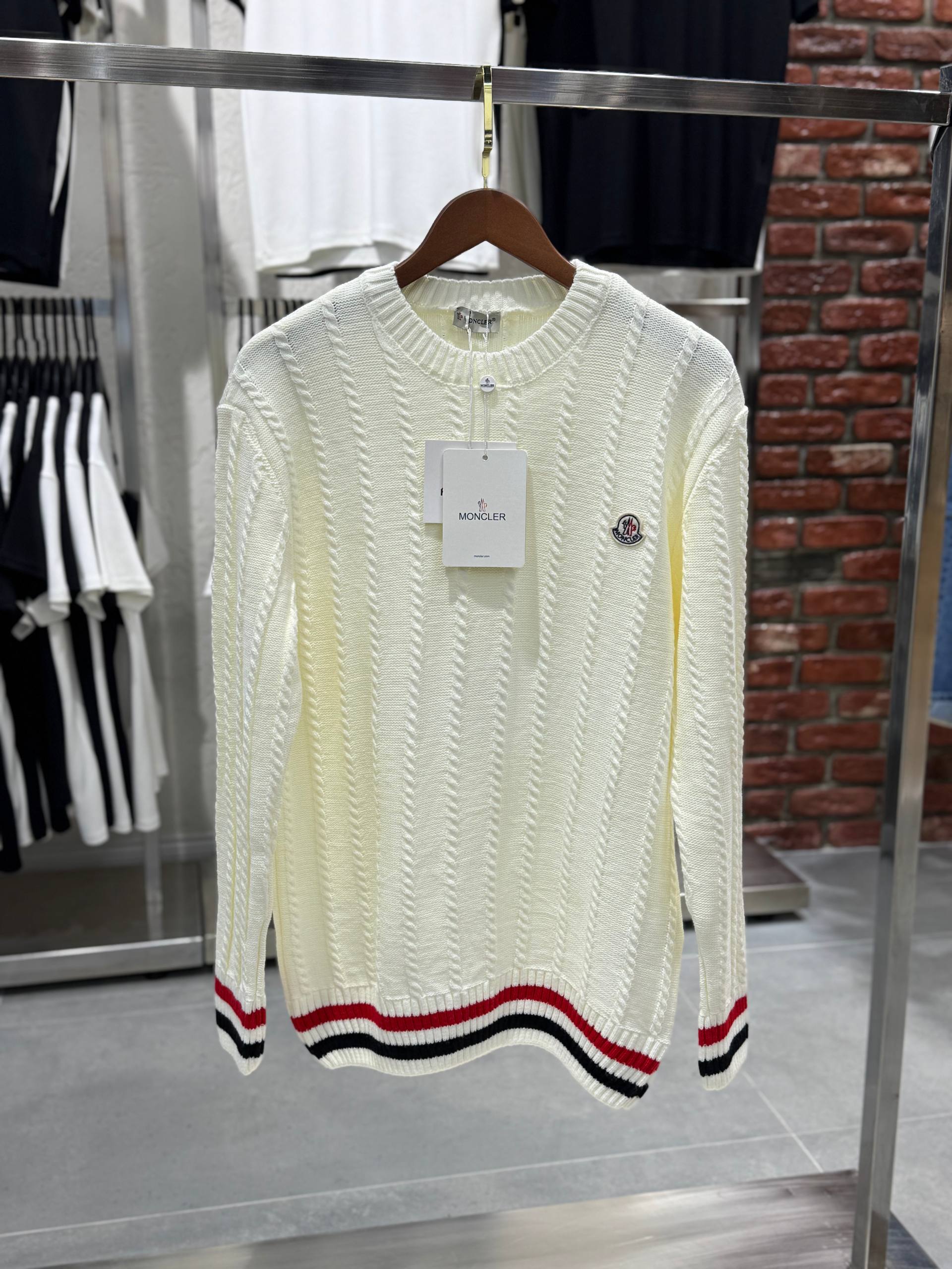 M Luxury Logo Detailed Black/White Knitwear - White