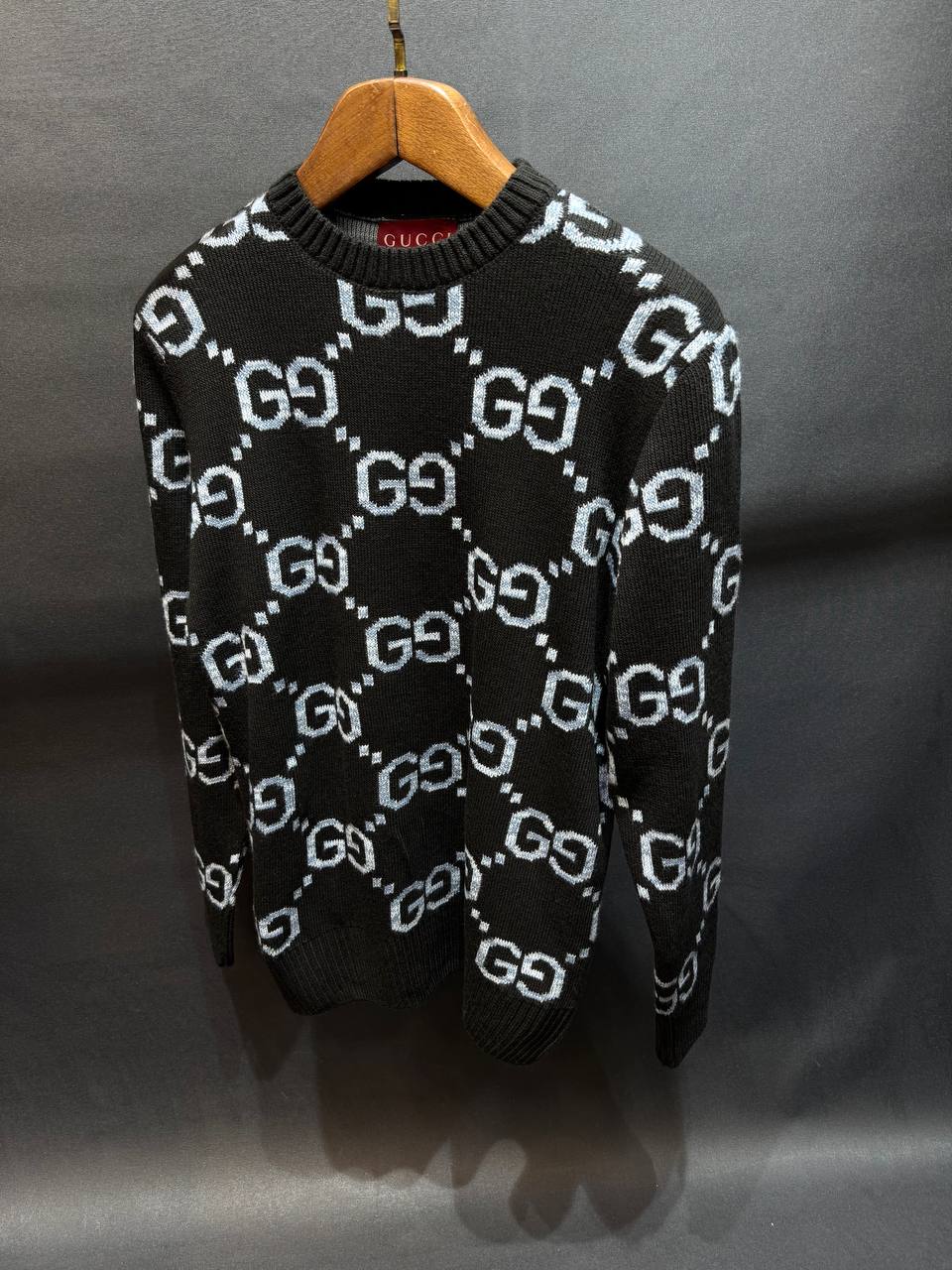 GG Luxury Logo Print Knitwear - Black