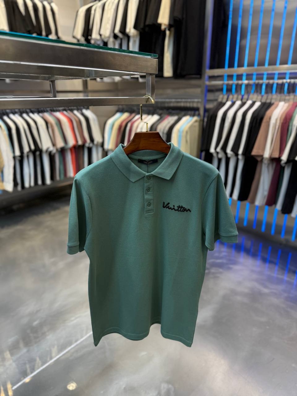 L Luxury Embroidery Detailed Polo T-shirt - Green