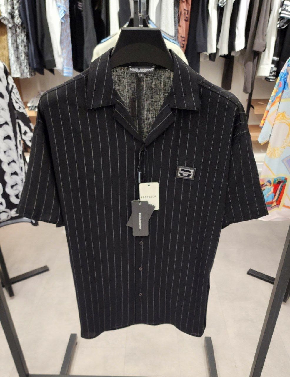 DG New Season Striped Design Cotton Shirt - Black