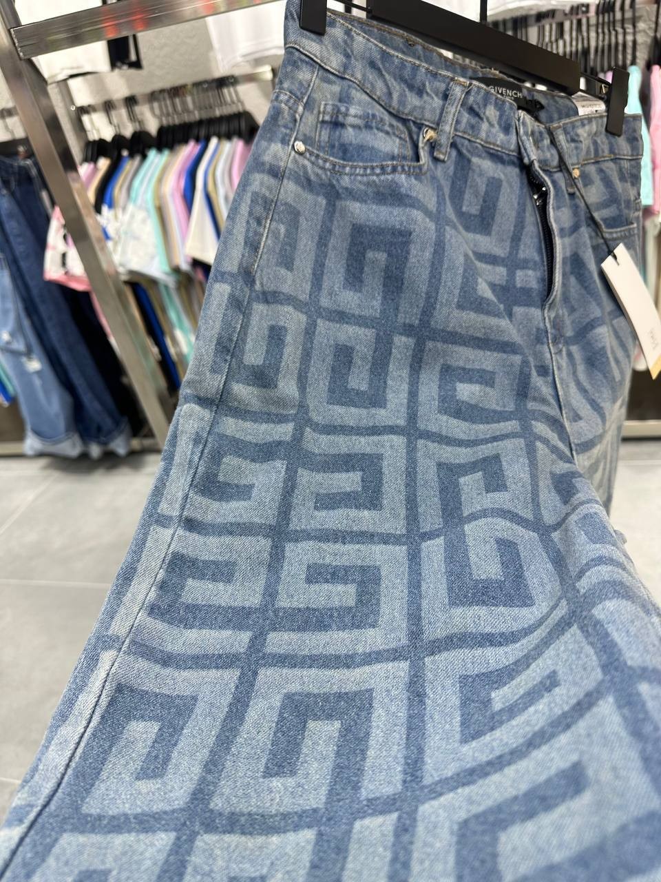 GY Luxury Logo Print Baggy Jeans