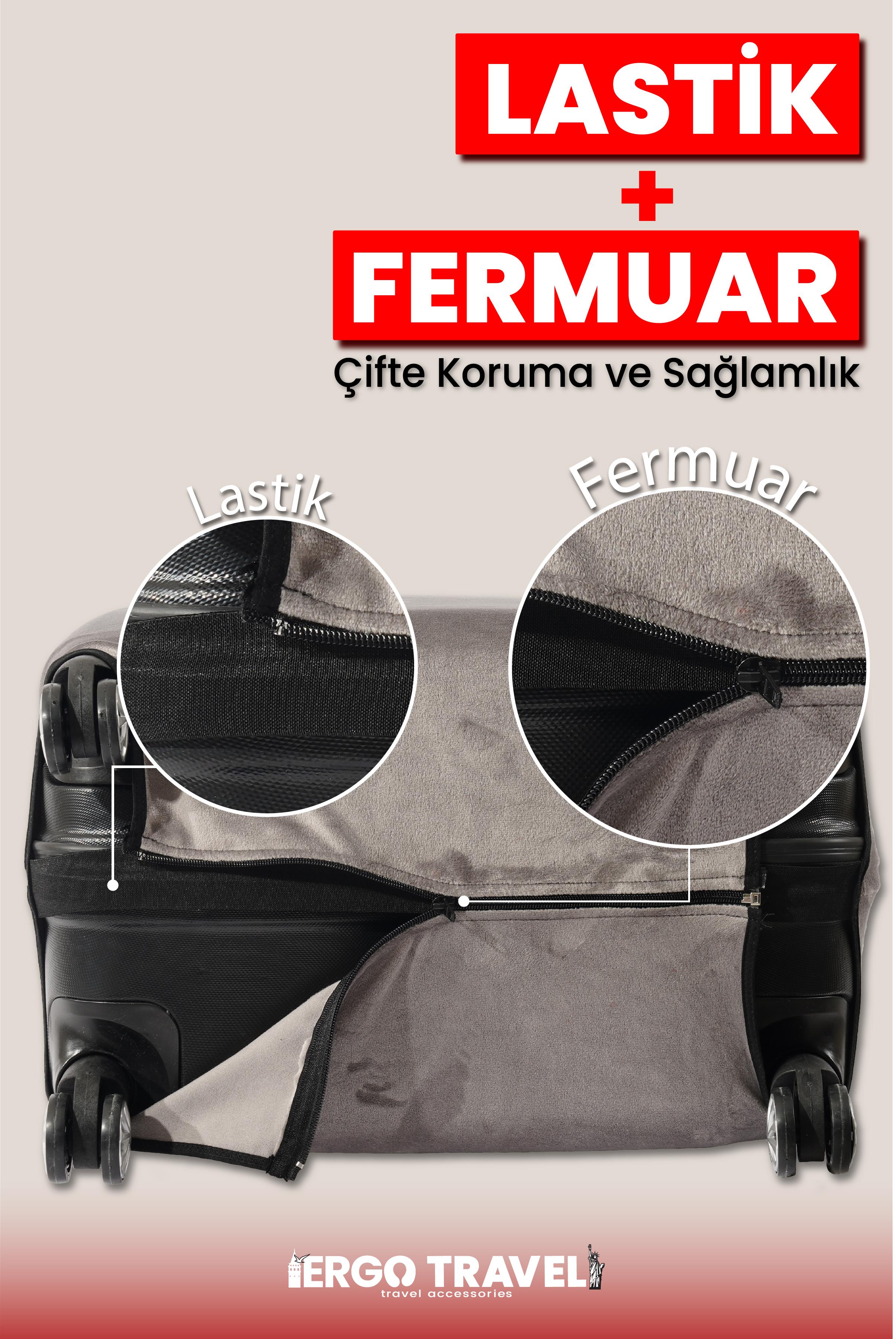 Valiz Bavul Koruma Kılıfı Kadife Kılıf - Gri | Ergo Travel