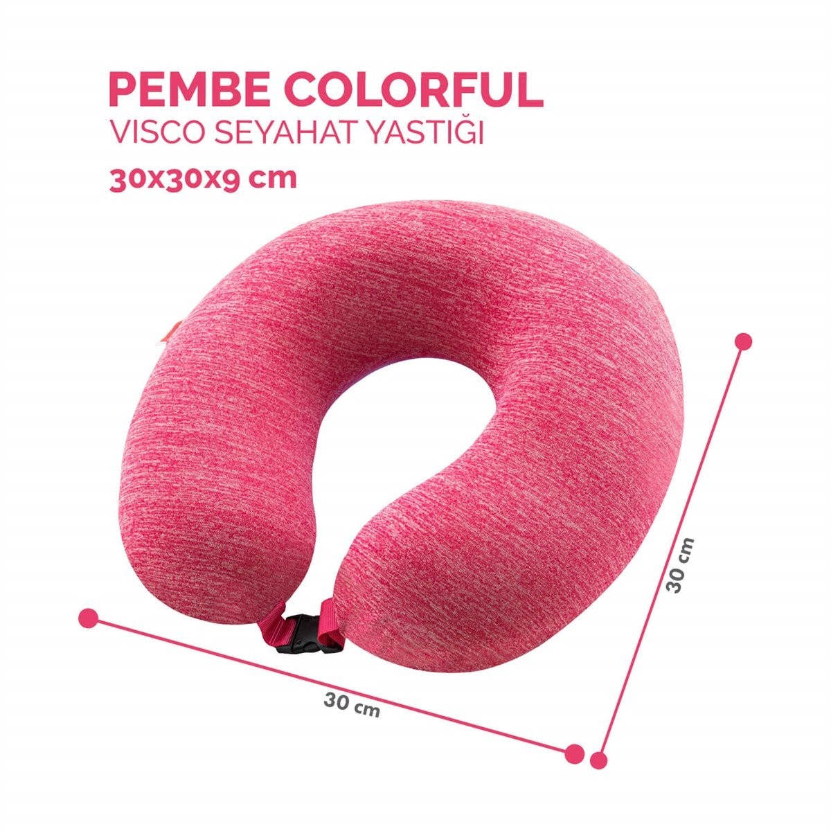 Colorful Visco Ortopedik Seyahat Yastığı Kırçıllı Pembe