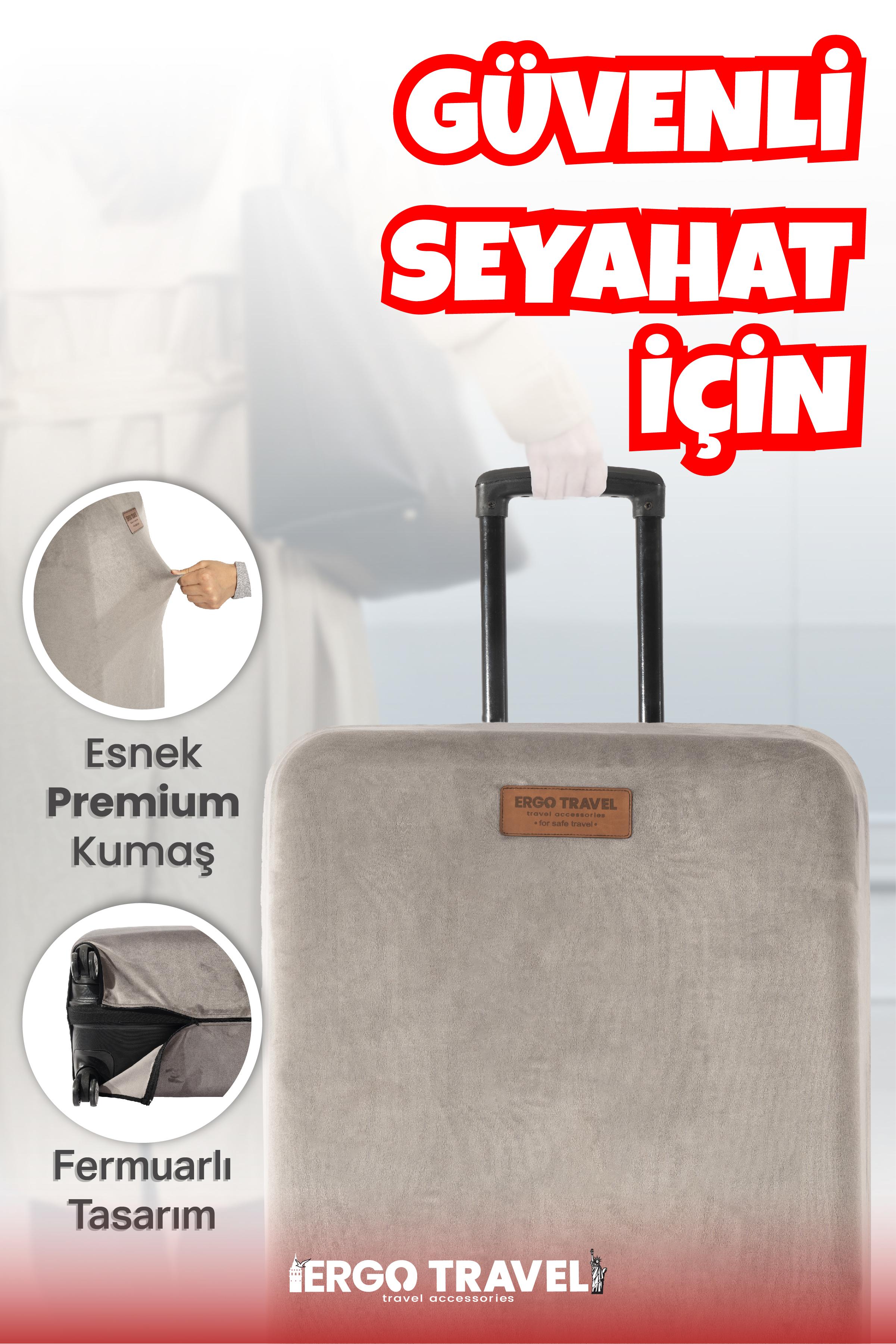 Valiz Bavul Koruma Kılıfı Kadife Kılıf - Gri | Ergo Travel