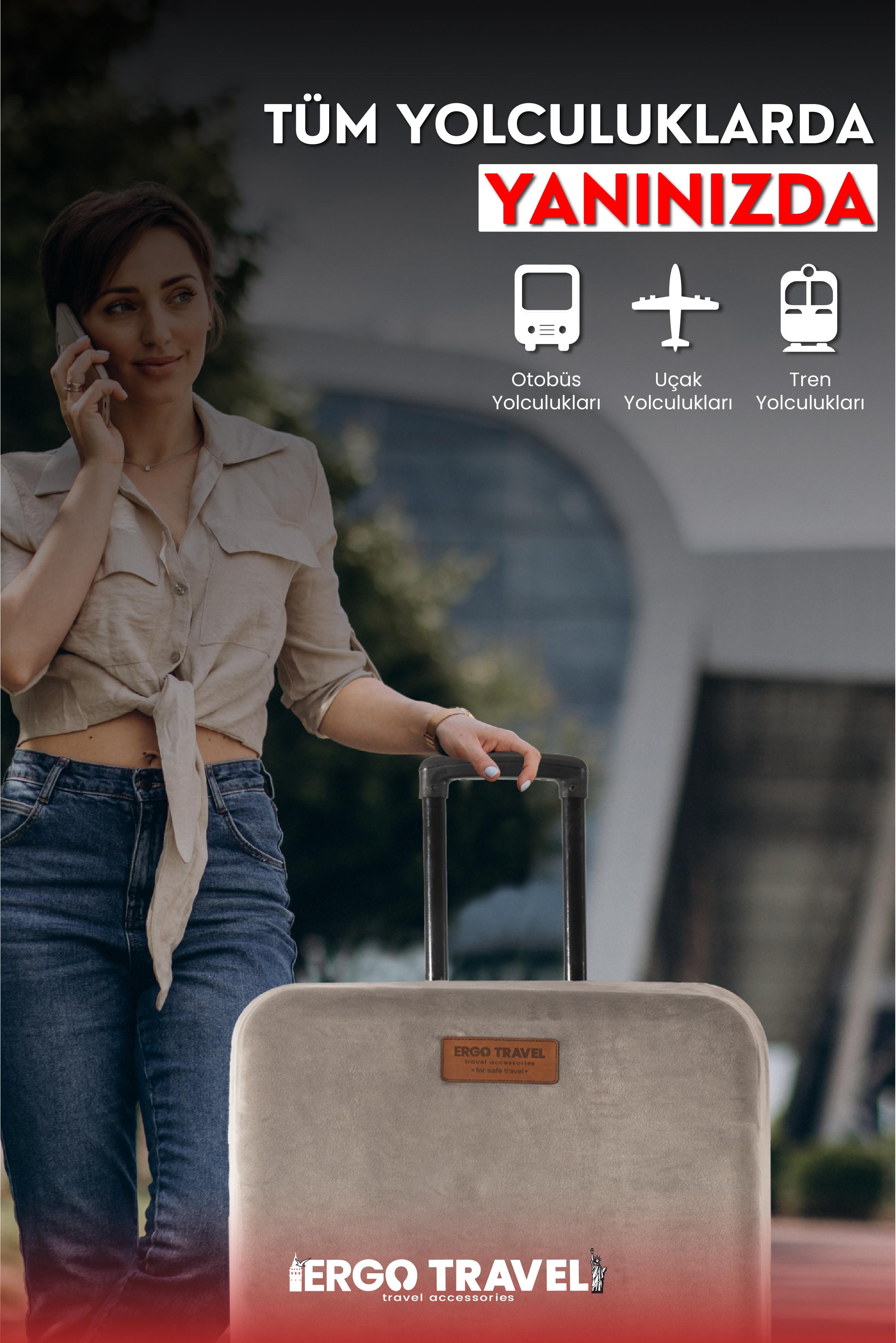 Valiz Bavul Koruma Kılıfı Kadife Kılıf - Gri | Ergo Travel