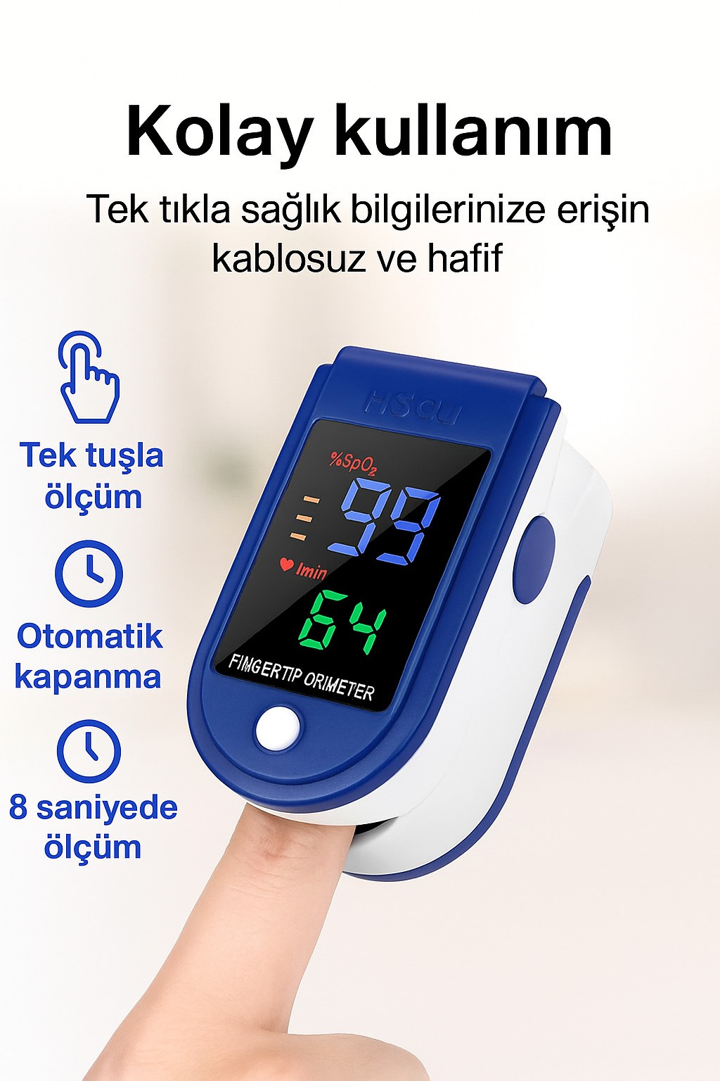 Oxyra Parmak Tipi Oksimetre Kan Oksijen Nabız Ölçer