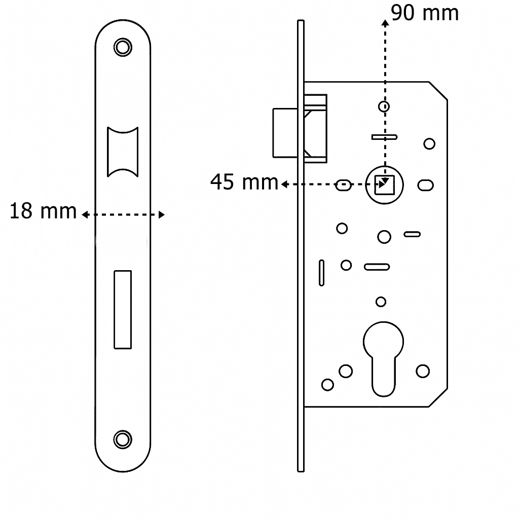 Lusso Antrasit Kare Rozetli Oda Kapı Kolu ve 45X18mm Antrasit Oda Gömme Kilit Set