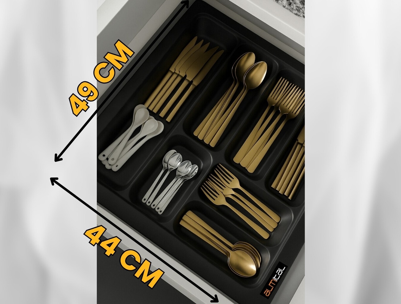 44x49 cm Antrasit Kaşıklık ve Kepçelik 2'li Set (Ücretsiz Kesim) 40x40CM ‘E KADAR KESİLEBİLİR