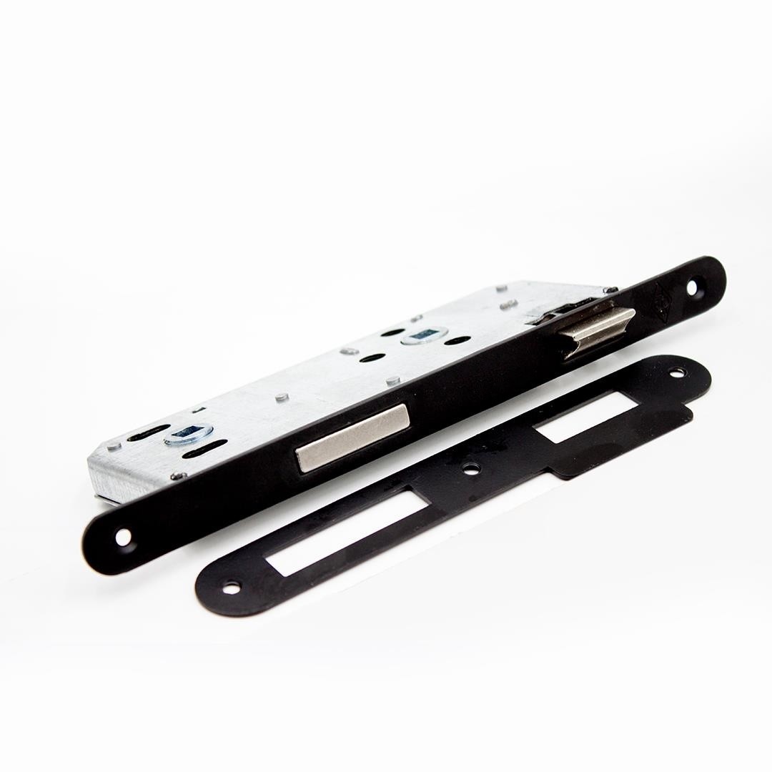 Lusso Siyah Kare Rozetli WC Kapı Kolu ve 40X23mm Siyah WC Gömme Kilit Set