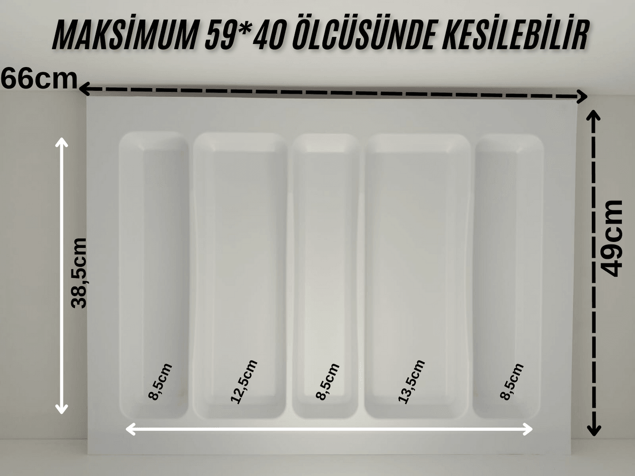65x49 Cm. Beyaz Kaşıklık Ve Kepçelik 2'li Set (59X41 CM'E KADAR KESİLEBİLİR)