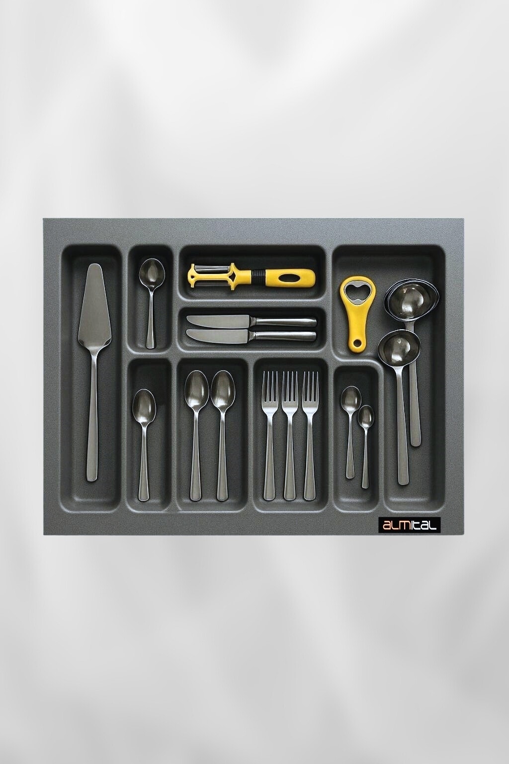 66x49 cm antrasit antibakteriyel kaşıklık, istediğiniz ölçüde ücretsiz kesim, çekmece içi kaşıklık