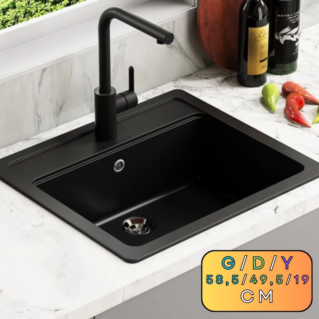 Granit Evye KOMORI Series Black 58,5x49,5 (SİYAH) 