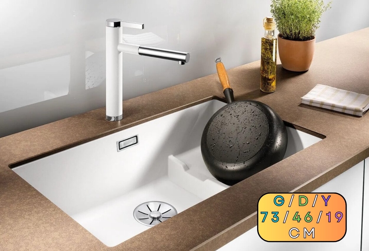 Granit Evye Sakai Series White 73x46 (BEYAZ) Mutfak Eviyesi, Sepet Hazneli