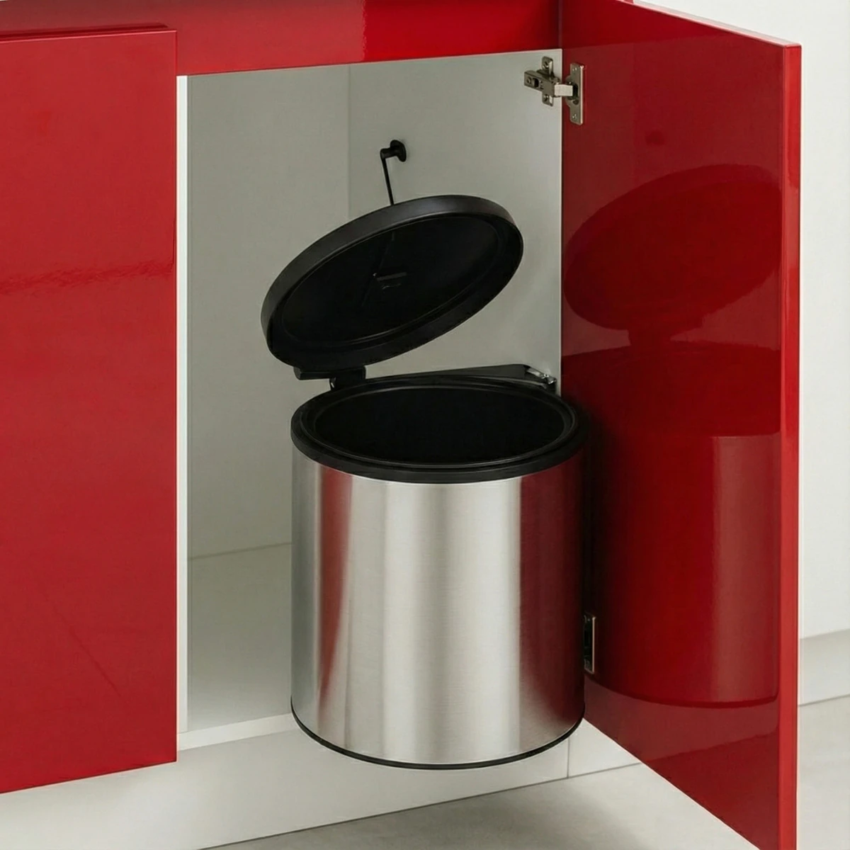 Cassone DOLAP İÇİ KROM METAL LUKS ÇÖP KOVASI 11 LT , OTOMATİK AÇILIR KAPAKLI