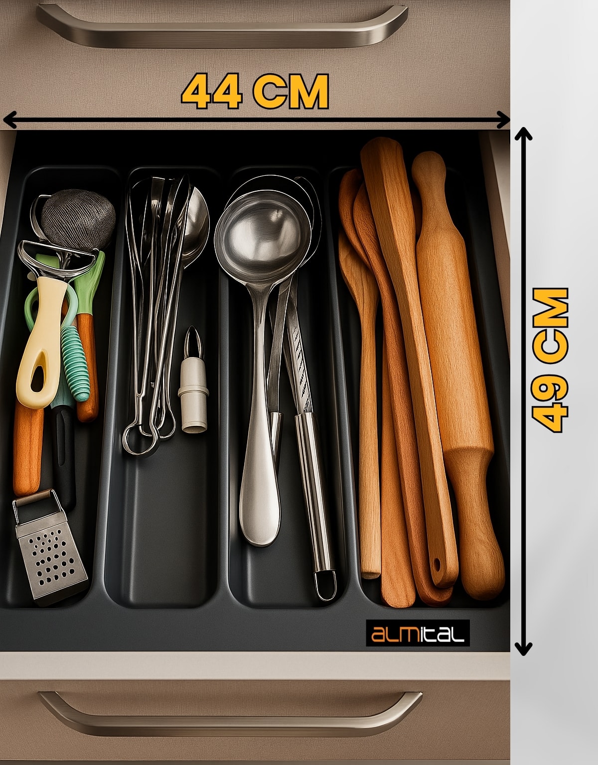 ALMİTAL 44x49 Mikro Kabartma Desenli Antrasit Kepçelik En 40 Boy 40 Cm'e kadar kesilebilir