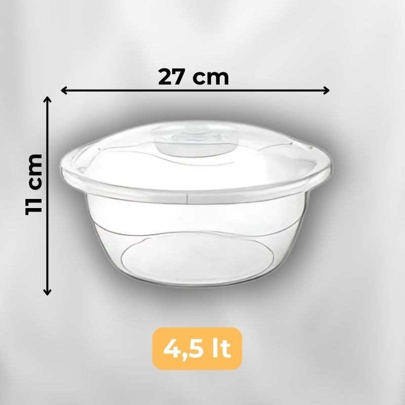 2'li Şeffaf Kapaklı Leğen Seti 4,5 LT ve 7 LT Leğen Seti Saklama kabı