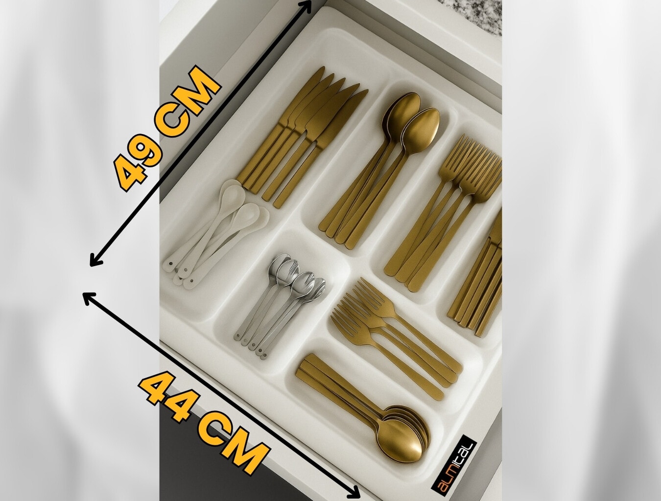 44x49 Cm. Beyaz Kaşıklık Ve Kepçelik 2'li Set (40X41 CM'E KADAR KESİLEBİLİR)