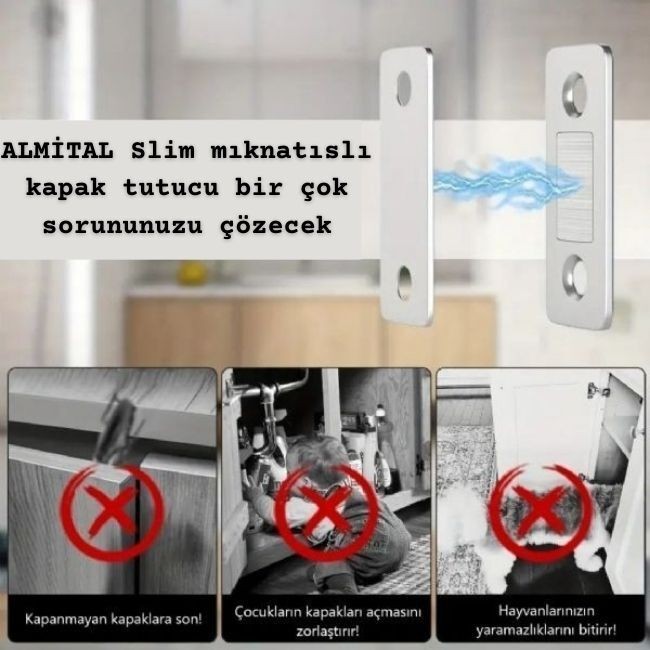 Magnifix  5 ADET SLIM güçlü mıknatıslı kapak tutucu (kapı, çekmece tutucu, çıt çıt)