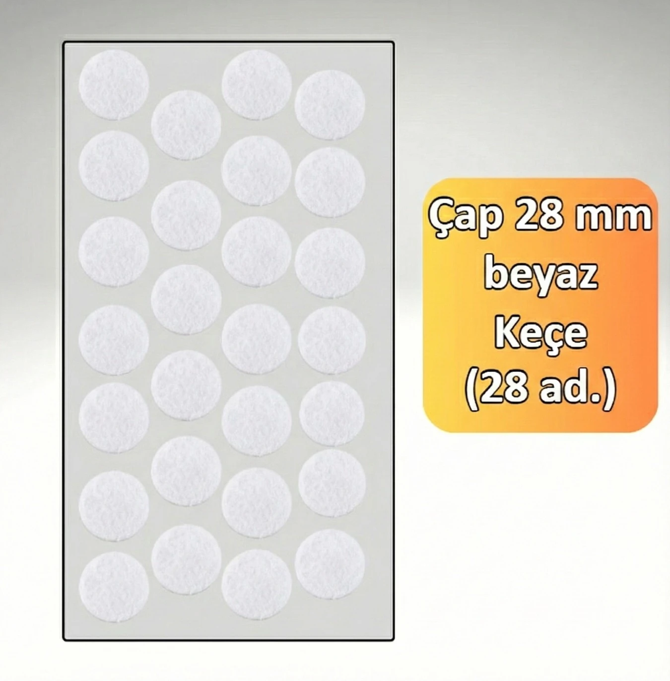 Çap 28  Beyaz Mobilya Keçesi Zemin ve Parke Koruyucusu 28'li Paket