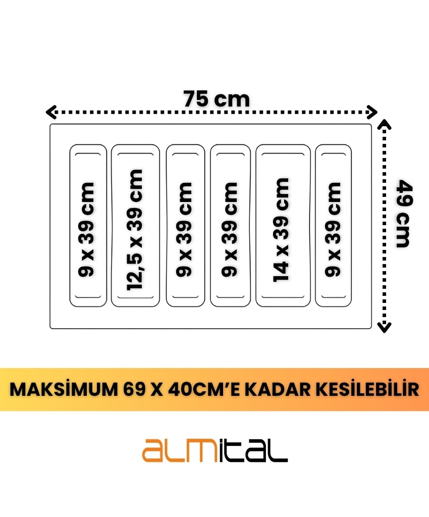75x49 Cm. Beyaz Kaşıklık Ve Kepçelik 2'li Set (69X41 CM'E KADAR KESİLEBİLİR)