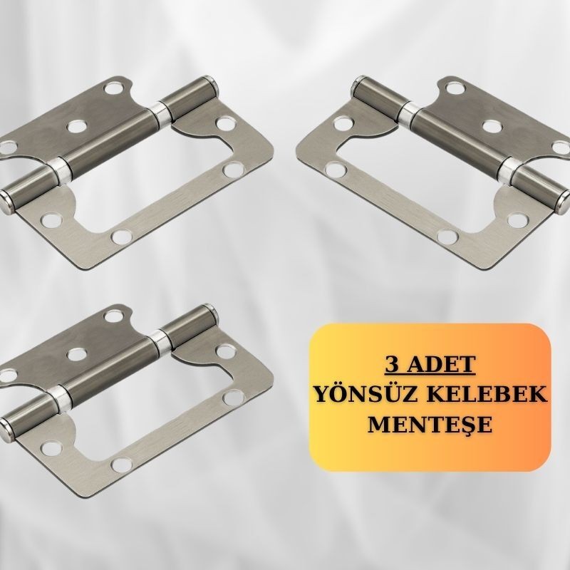 Cerniera Saten 3 ADET İç-Dış Mekan Uyumlu Paslanmaz Kapı Menteşesi 100x71x38 mm