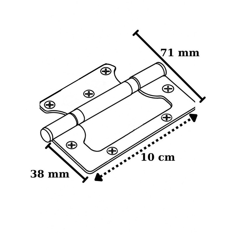 Cerniera Saten 3 ADET İç-Dış Mekan Uyumlu Paslanmaz Kapı Menteşesi 100x71x38 mm