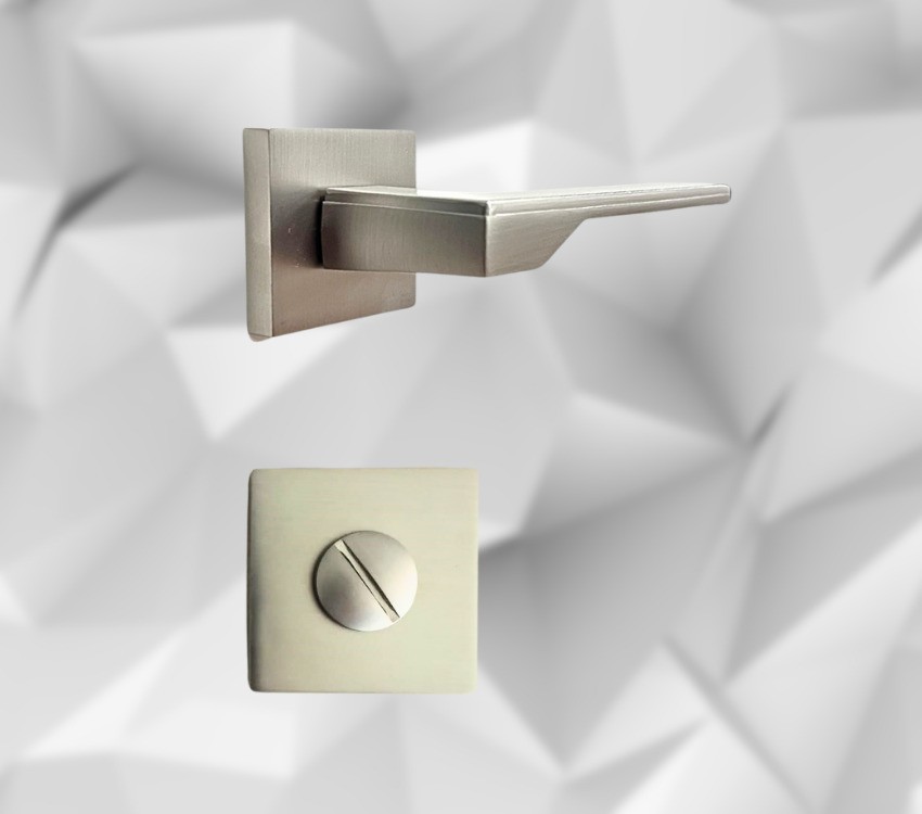 Stilo inox Kare Rozetli Kapı Kolu Lüks WC, Banyo Kapı Kolu