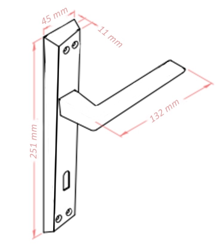 Lusso İnox Aynalı Oda Kapı Kolu ve 40X23mm Saten Oda Gömme Kilit Set