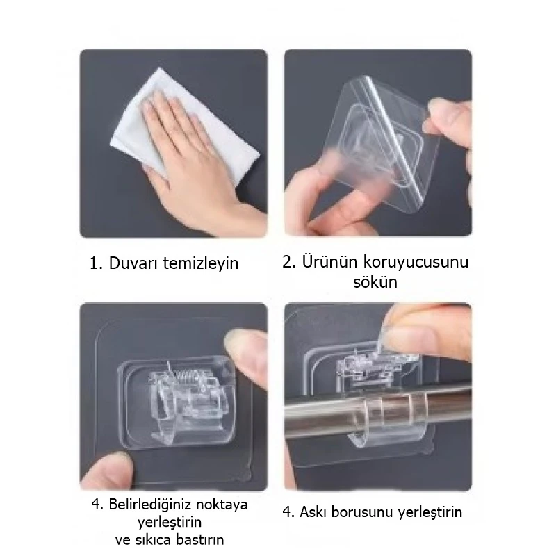 Kabelring 2 adet Yapışkanlı, Yaylı, Perde Çubuğu, Boru Askısı ve Kablo Düzenleyici Halka, Kendinden Yapışkanlı (çift) 