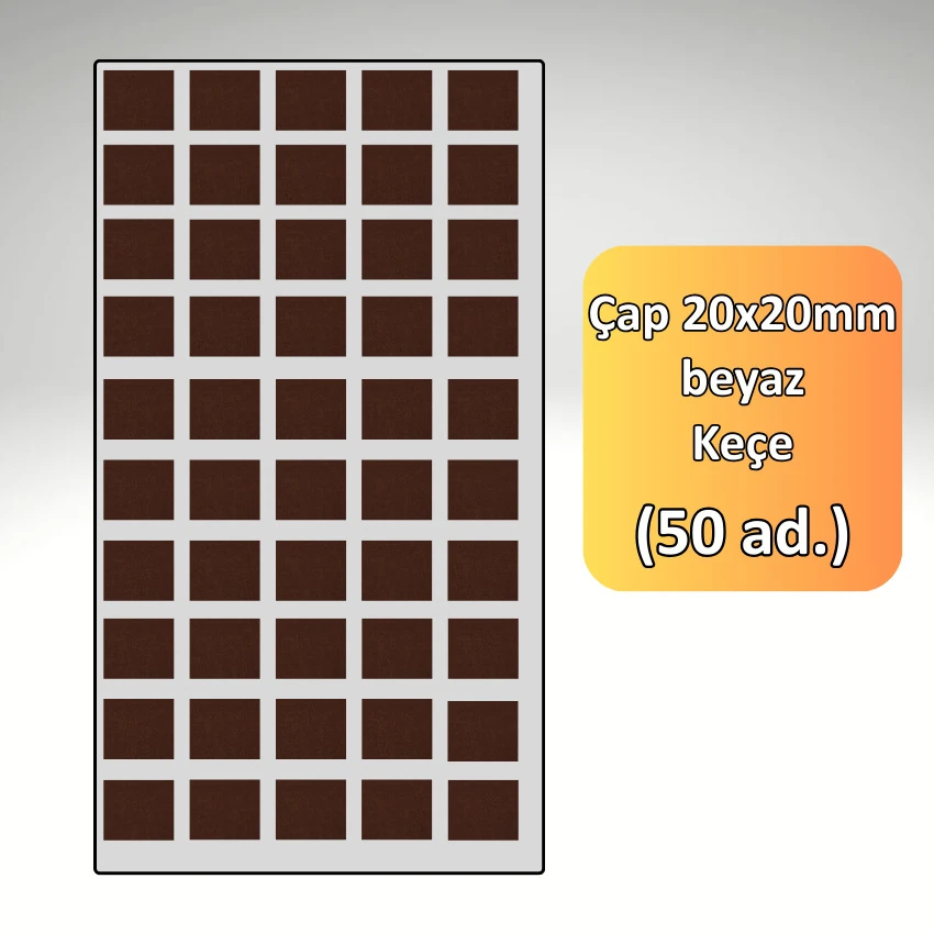 20x20 MM 50'li Paket Kahverengi Mobilya Keçesi Zemin ve Parke Koruyucusu
