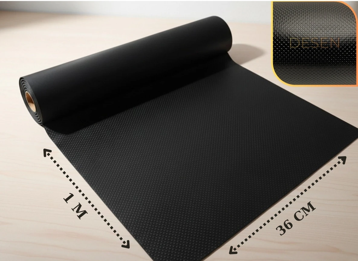 36 Cm X 1 Metre Siyah Kabartma Nokta Desenli Çekmece Içi Kaydırmaz Halı , Çekmece Halısı, raf örtüsü