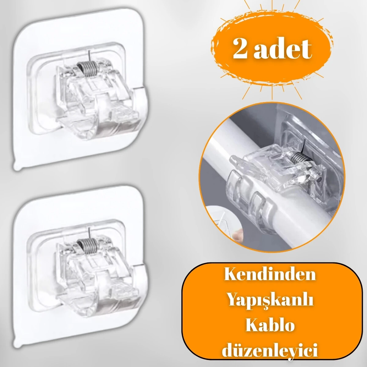 Kabelring 2 adet Yapışkanlı, Yaylı, Perde Çubuğu, Boru Askısı ve Kablo Düzenleyici Halka, Kendinden Yapışkanlı (çift) 