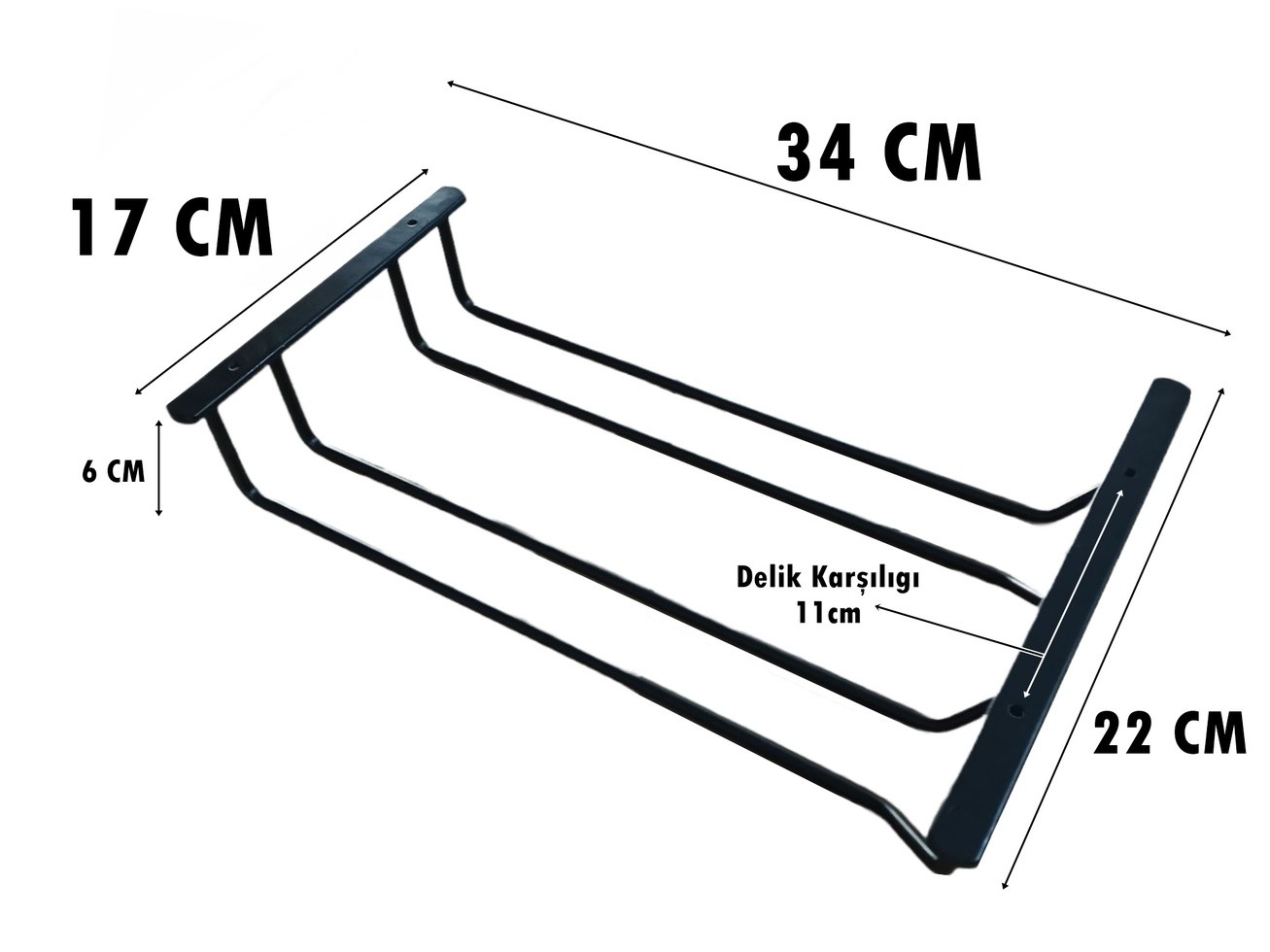 TAVANA MONTE 2 BÖLMELİ  SİYAH PASLANMAZ METAL KADEH ASKISI