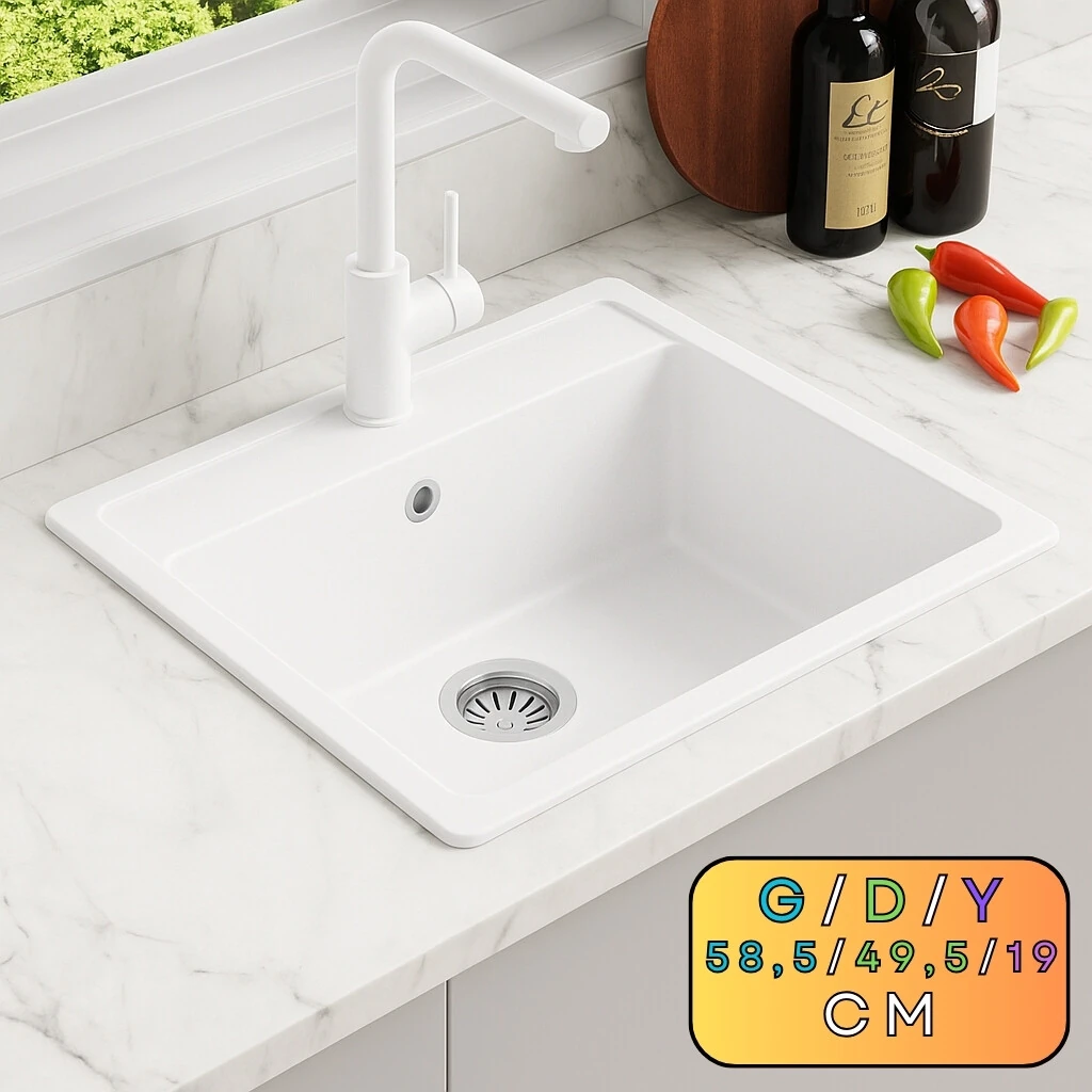 Granit Evye KOMORI Series White 58,5x49,5 (BEYAZ) 