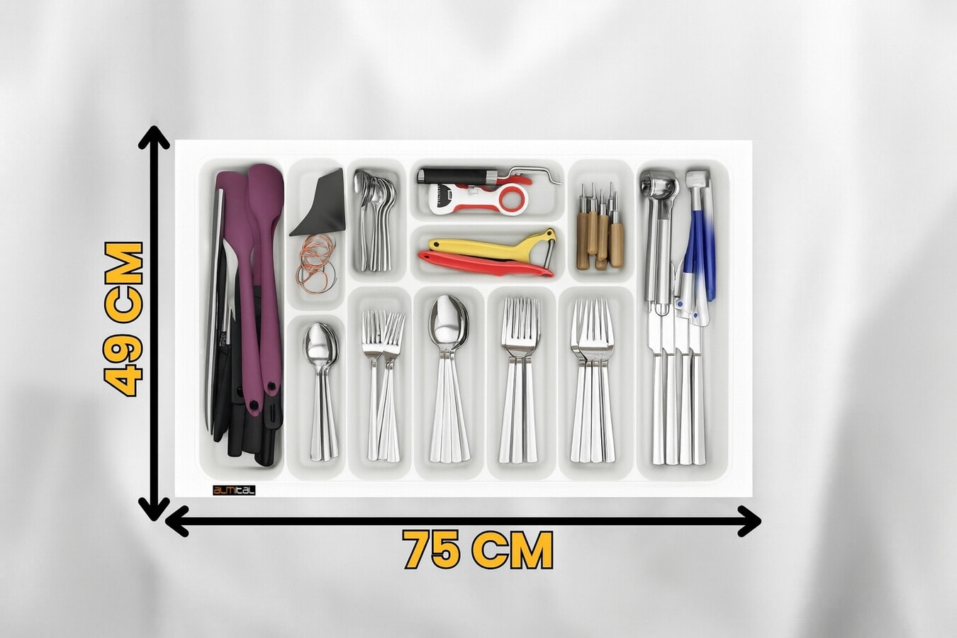 75x49 Cm. Beyaz Kaşıklık Ve Kepçelik 2'li Set (69X41 CM'E KADAR KESİLEBİLİR)