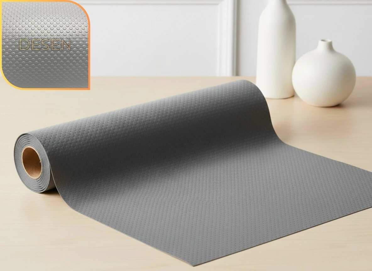 48 cm x 1 m - açık gri, kabartma nokta desenli, Çekmece İçi Kaydırmaz Halı , çekmece halısı