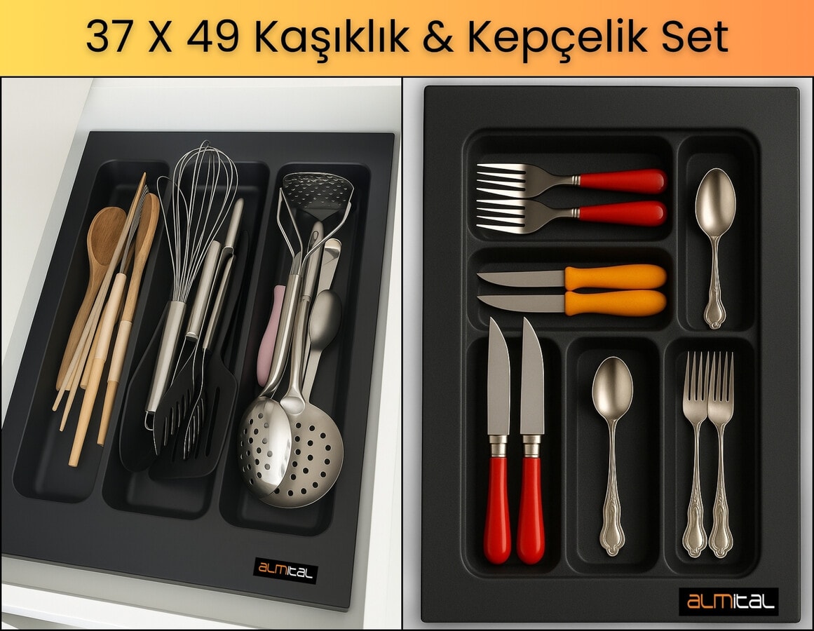 37x49 Cm. Antrasit Kaşıklık Ve Kepçelik 2'li Set (32x41 cm'e kadar kesilebilir)