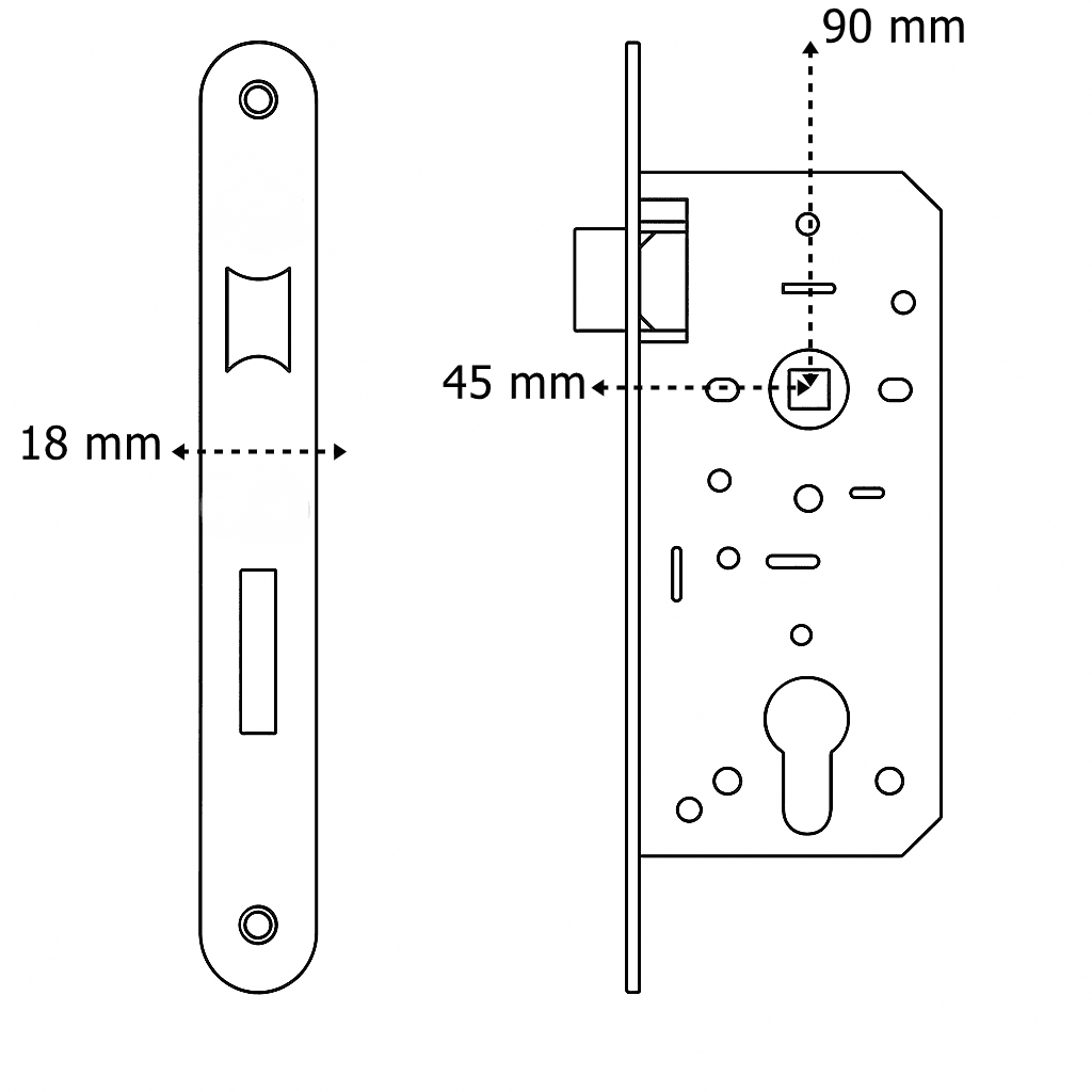 DOKKU GÖMME KİLİT ODA OVAL SİYAH 45MM X 18MM AYNA