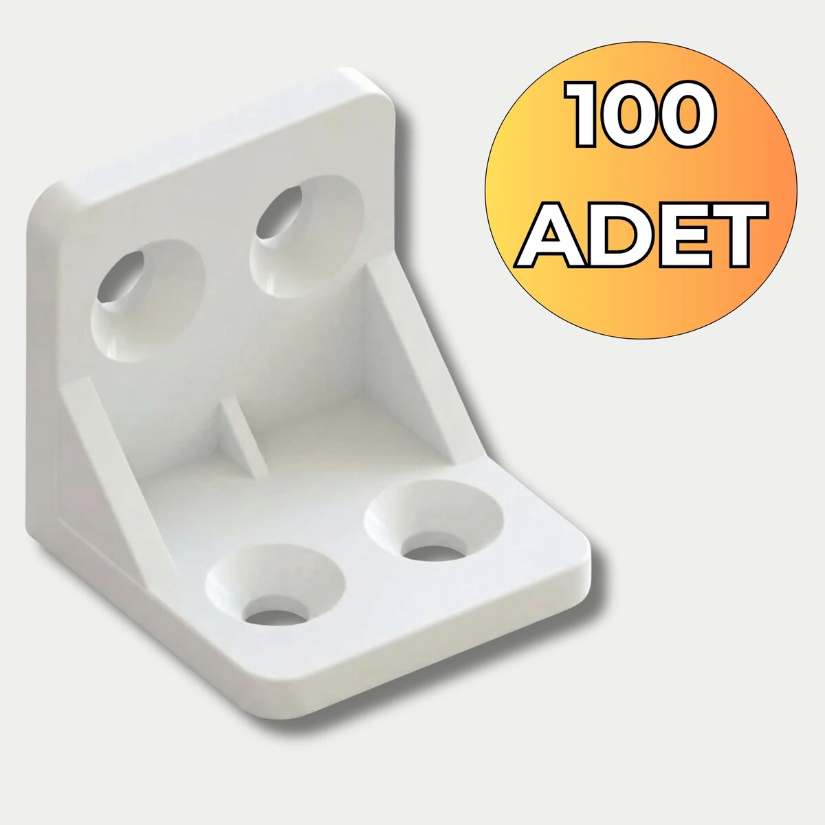 100 Adet Plastik L Köşe Bağlantı Beyaz