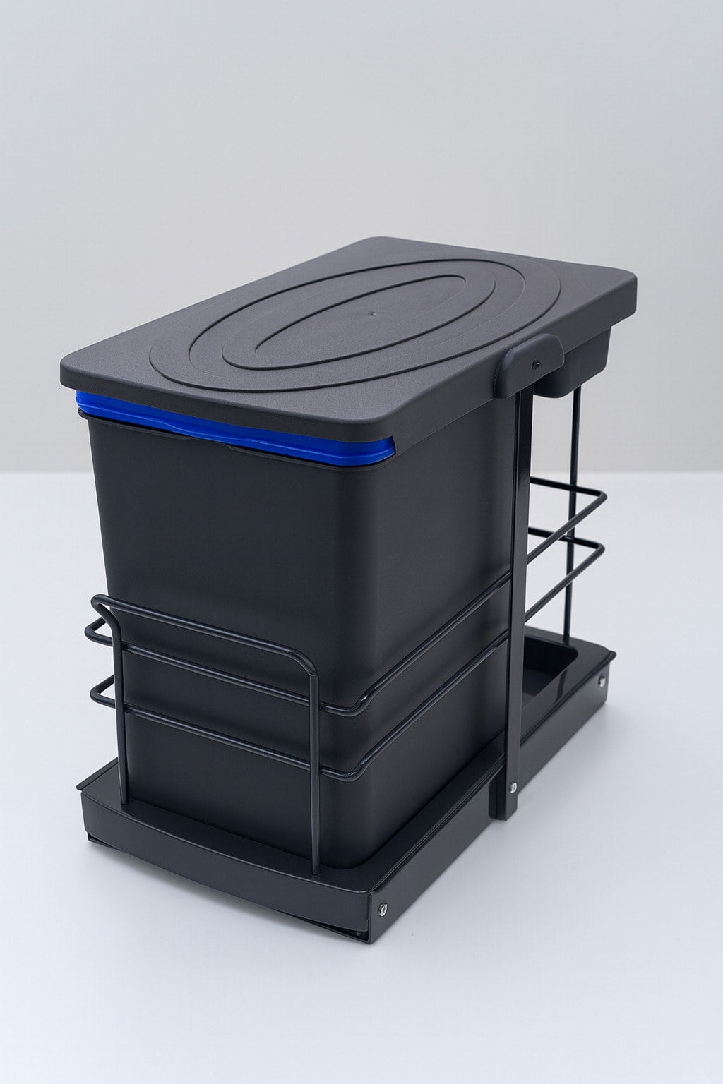 Cassone 16+1 Litre Dolap İçi Raylı Teleskopik Antrasit Çöp Kovası, Minimum Kapak Genişliği 40 cm