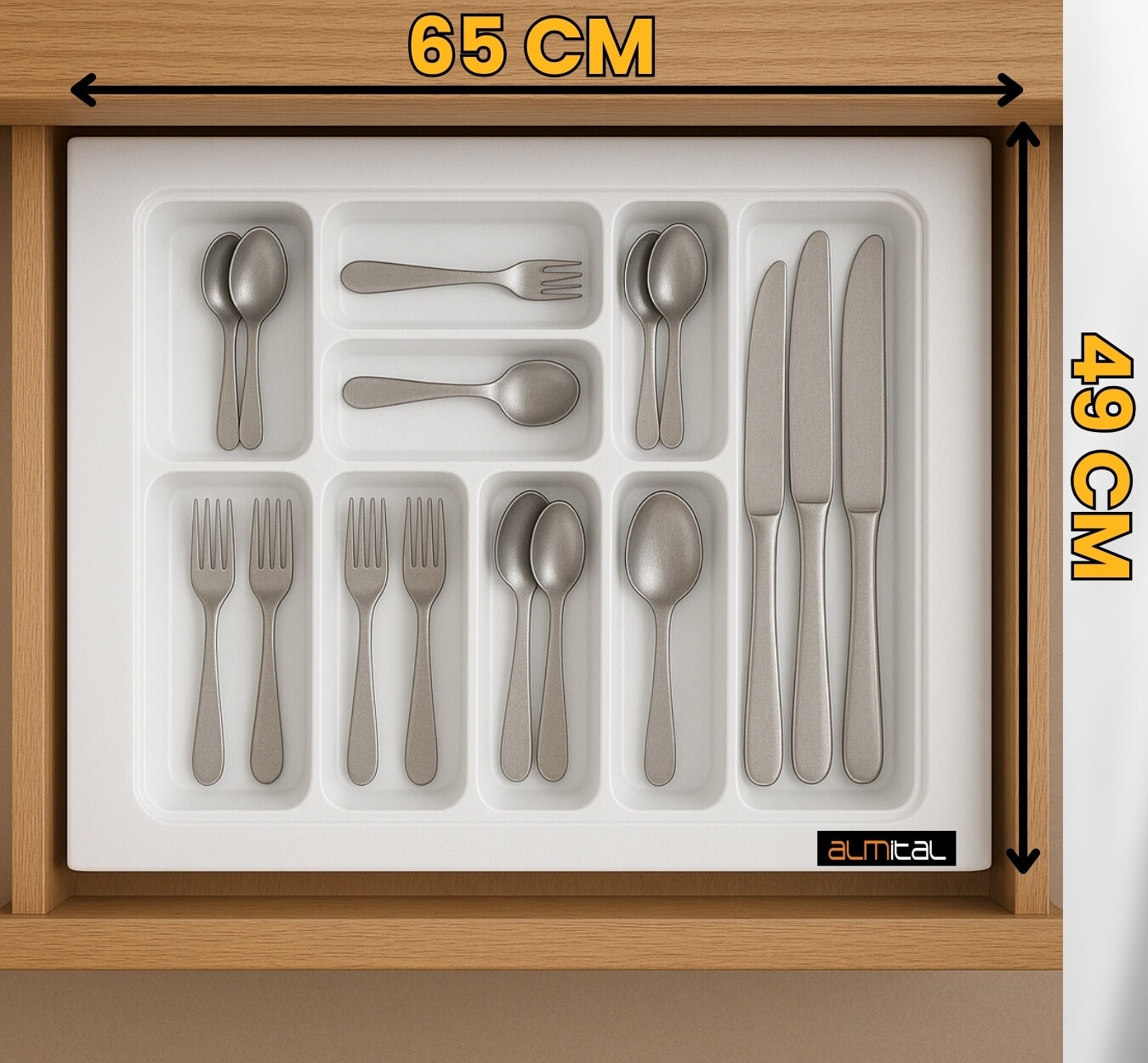 65x49 Cm. Beyaz Kaşıklık Ve Kepçelik 2'li Set (59X41 CM'E KADAR KESİLEBİLİR)