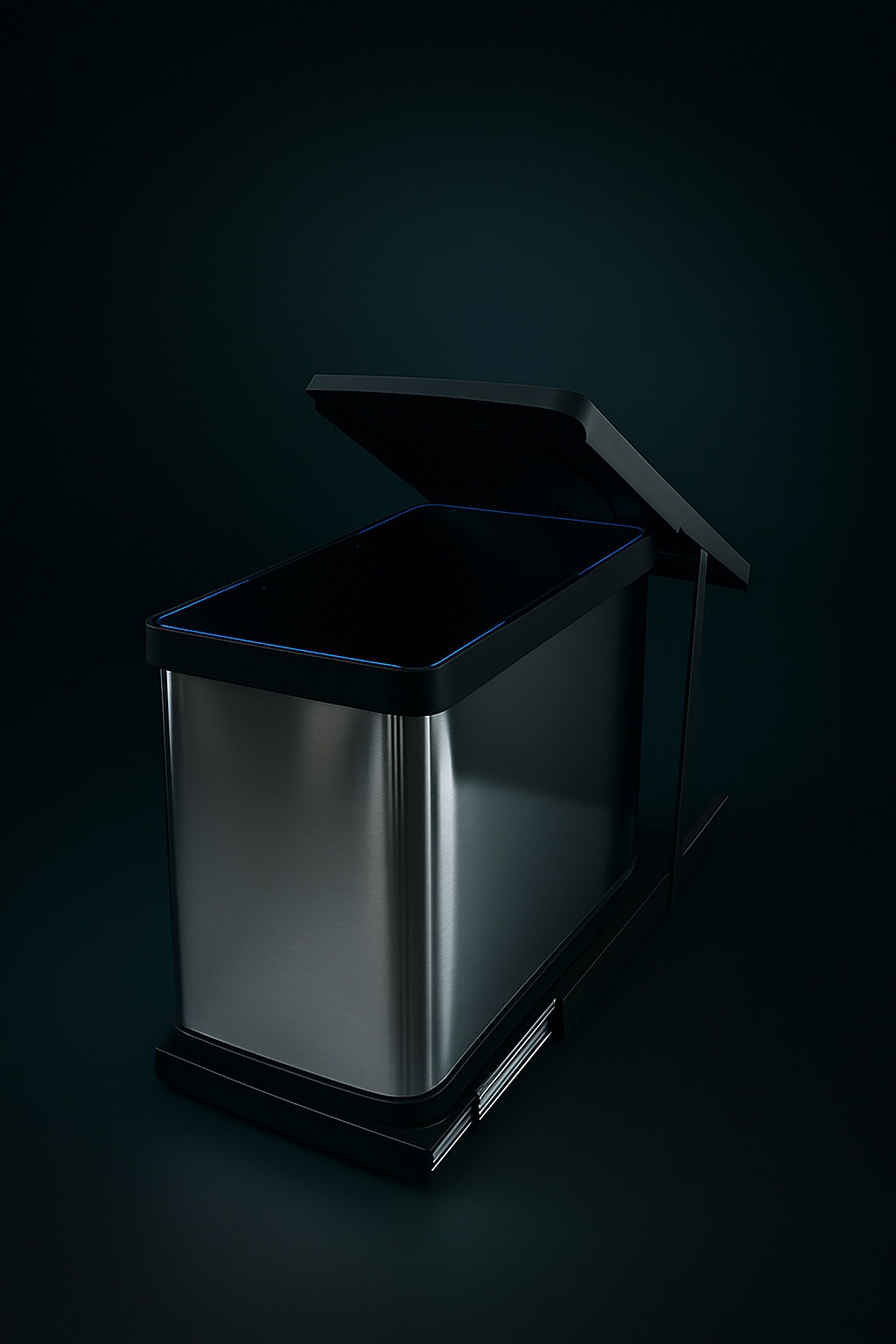 Cassone Dolap içi Teleskopik Raylı Paslanmaz Krom Çöp Kovası 24 Litre, minimum kapak genişliği 40 cm