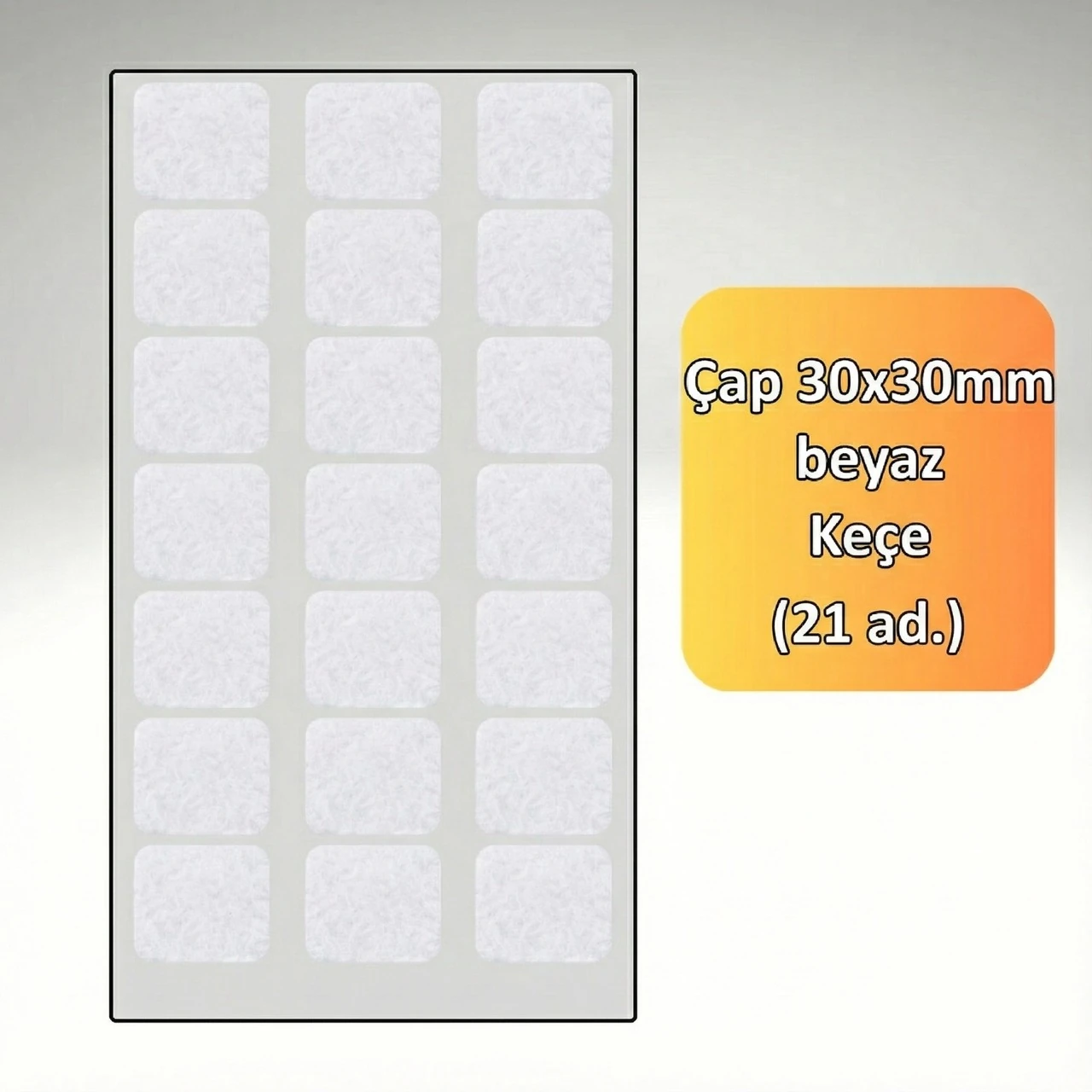 30X30 MM 21'li Paket Beyaz Mobilya Keçesi Zemin ve Parke Koruyucusu